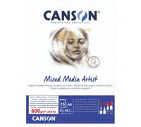 BLOCCO 15 FOGLI CARTA DA DISEGNO 600 GR. MIX MEDIA ARTIST CANSON