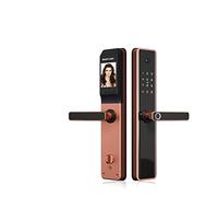 Blocco monitoraggio telecamera Impronta digitale biometrica Tuya, blocco intelligente di sicurezza con porta password APP Installazione semplice fai da te(R Round latch,Left)