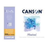 CANSON Blocco MONTVAL Acquerello A3 cm 29,7x42 Fogli 12 Grana Fine 300g/mq