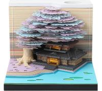 Blocco note 3D, calendario 2025, 2025, con luce, scultura in carta, decorazione da desktop (albero viola con luce)