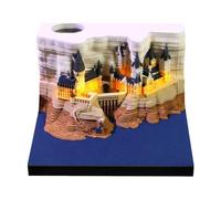 Blocco note 3D con castello magico con luce, blocco per appunti artistico 3D, blocco di carta artigianale, carta da strappare rivelando castello, non appiccicoso, cubi per appunti, biglietti, adesivi