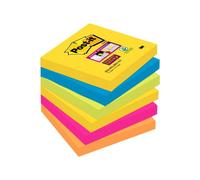 Blocco Note Adesivo Removibile e Post-it Super Sticky 76x76 Mm da 90 Fogli Confezione da 6 Blocks Colori Assortiti