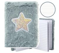 Blocco note peluche con stella scintillante grigia A6