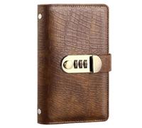 Blocco note per risparmiare denaro, marrone chiaro | 178 x 107 mm, con lucchetti con password a tre cifre, 50 pagine interne, copertina testurizzata per conservare le ricevute