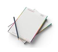 Blocco note Premium DIN A4 personalizzato, a righe, a quadretti/nudo/a puntini, carta di alta qualità, blocco per scuola, studio, azienda, con indirizzo (colorful)