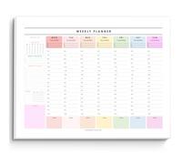 Blocco note settimanale e orario, agenda giornaliera da scrivania, programma settimanale, blocco note per lista delle cose da fare, pianificatore ADHD | 50 fogli a strappo non datati | A4 (arcobaleno)