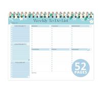 Blocco note settimanale per lista delle cose da fare con 52 fogli non datati (21,6 x 27,9 cm), agenda settimanale da scrivania per donne e uomini, ufficio, scuola e casa (blu)