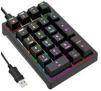 Blocco numerico, tastiera numerica cablata USB meccanica con retroilluminazione a LED RGB 22 tasti per computer desktop PC nero (nero)