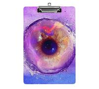 Blocco per appunti astratto con sfera per occhi viola galassia formato A4, divertente lavoro estetico, studio di lettere, clip standard, 12,5×8,5 in faesite per l'aula scolastica, bambini che scrivo