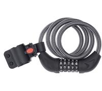 Newrban | Lucchetto per Bici e Monopattino con Catena a Forma di Spirale - Copertura Isolante e Termica - Lucchetto con combinazione a 5 cifre - Fissaggio con Supporto - Nero