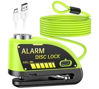 Blocco per freno a disco con allarme per moto, ricaricabile, con distanza di 120 dB, blocco disco ad alta sicurezza con cavo promemoria da 1,8 m, antifurto per moto, bicicletta, ciclomotore, vespa