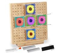 Blocco per Granny Square di Tavola,19.5*19.5 cm Tavola di blocco per uncinetto con 20 perni in acciaio inossidabile e 5 aghi,Pannello di bambù,per tendere Granny Squares,progetti di maglia e uncinetto