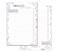 blocco per la lista della spesa A6 "Flowers" con 50 fogli a strappo - blocco per la lista della spesa per un maggiore divertimento durante lo shopping - Sostenibile & rispettoso con il clima