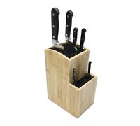 Blocco portacoltelli Relaxdays Vuoto, bambù, setole, 2 Livelli, HLP 25,5 x 11,5 x 18 cm, Naturale/Nero