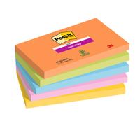 Post-it Super Sticky Confezione da 5 blocchi da 90 foglietti adesivi riposizionabili - Forma rettangolare - 127x76 mm - Colori assortiti