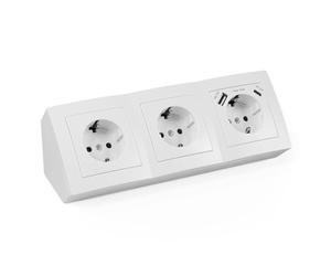 Blocco presa "Flair", 3 vie, bianco, USB-A+USB-C
