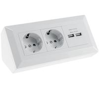 Blocco prese a 2 vie + 2x USB, bianco 250V~/ 16A