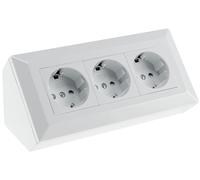 Blocco prese DELPHI a 3 vie, colore bianco, 250V/16A, 3600W, montaggio a parete