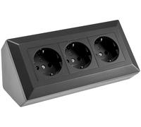 Blocco prese DELPHI a 3 vie, colore nero, 250V/16A, 3600W, montaggio a parete