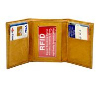 Blocco Rfid Vera Pelle Uomo Trifold Premium Vacchetta Portafoglio Centro Flap
