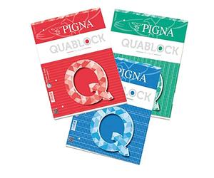 Blocco ricambi forati Quablock Original - A4 - quadretto 5mm - 50fg - 80gr - collato lato lungo - Pigna