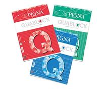 Blocco ricambi forati Quablock Original - A5 - quadretto 4mm - 50fg - 80gr - collato lato lungo - Pigna