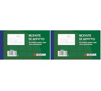 Blocco Ricevute Affitto 2 Copie 50 Moduli, Formato 18x11 cm, Confezione da 2 Pezzo