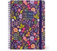 Legami - Quaderno Spiralato a Righe 7 mm, Flowers, Formato A5, Large, in Carta FSC Certificata, Contiene 1 Foglio di Adesivi, 160 Pagine, Chiusura con Elastico, 15 x 21 cm