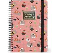 Legami - Quaderno Spiralato a Righe 7 mm, Sushi Cat, Formato A5, Large, in Carta FSC Certificata, Contiene 1 Foglio di Adesivi, 160 Pagine, Chiusura con Elastico, 15 x 21 cm