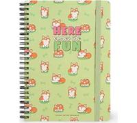 Legami - Quaderno Spiralato a Righe 7 mm, Corgi, Formato A5, Large, in Carta FSC Certificata, Contiene 1 Foglio di Adesivi, 160 Pagine, Chiusura con Elastico, 15 x 21 cm