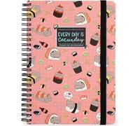 Legami - Quaderno Spiralato a Righe 7 mm, Sushi Cat, Formato A4, Maxi, in Carta FSC Certificata, Contiene 1 Foglio di Adesivi, 160 Pagine, Chiusura con Elastico, 21 x 29 cm