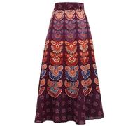 Blocco Stampa Mandala Maxi Avvolgere Gonna Boho Lungo one piece Cotone Indiano