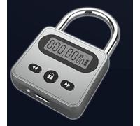Blocco timer in metallo con display LCD e 999 ore, serratura elettronica ricaricabile tramite USB, per la sicurezza domestica e l'uso all'aperto (grigio chiaro)