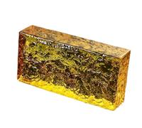 Blocco trasparente ondulato, Mattoni di cristallo in vetro multicolore 7,8x3,9x1,9 pollici for partizioni e decorazioni spaziali Trasmissione della luce Ignifugo Tagliabile(Yellow)