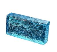 Blocco trasparente ondulato, Mattoni di cristallo in vetro multicolore 7,8x3,9x1,9 pollici for partizioni e decorazioni spaziali Trasmissione della luce Ignifugo Tagliabile(Blue)