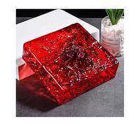 Blocco trasparente ondulato, Mattoni di vetro di cristallo multicolore 3,9x3,9x1,9 pollici for divisori di uffici, hotel, bar e case(Red)