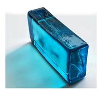 Blocco trasparente ondulato, Mattoni di vetro multicolore 200x100x50mm for divisori di stanze, decorazione architettonica(Blue)