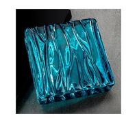 Blocco trasparente ondulato, Pareti divisorie in mattoni di vetro cristallo multicolore 5,9x5,9x1,9 pollici(Blue)