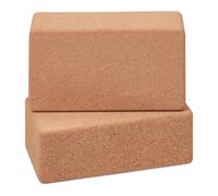 Relaxdays Mattoncini da Yoga. Set da 2 Blocchi in Sughero, Blocchetti per Esercizi, 12x22,5x7 cm, Antiscivolo, Marrone, 12 x 22.5 x 7 cm