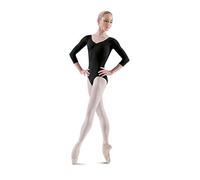 Bloch Dance Ballon Body da donna con maniche a 3/4, pizzico fronte/retro, nero, L