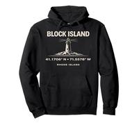 Block Island Rhode Island Faro Coordinate Design Felpa con Cappuccio