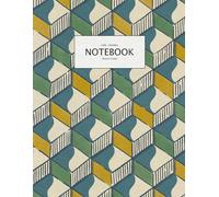 Block Notebook - Geometric Print design - Teal Ochre Green - Paperback notebook - A4 - Lined Ruled 8mm - 8.5 x 11 inches: Small print A4 Notebook with ... Pages, Matt Finish with bright clear colors