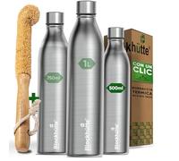Blockhütte Borraccia Termica in Acciaio Inox I 500ml I con spazzola per bottiglie, Bottiglia Isotermica per Sport, Palestra, Scuola, Ufficio - Senza BPA, Lavabile in Lavastoviglie, Design Elegante