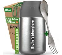 Blockhütte Personalizzato Contenitore Termico per Alimenti Caldi I 730ml I Thermos Cibo Caldo fino a 14 ore I Portapranzo Termico a Tenuta Stagna per Adulti e Bambini I Porta Thermos Cibo