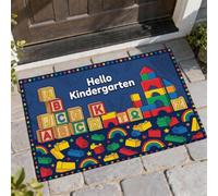 Blocks Welcome, zerbino educativo giocoso con arcobaleni e stelle, antiscivolo, per casa, ufficio, esterno, interno, ingresso, decorazione, 73 x 43 cm