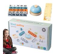 Blocs Lettres en Bois - Jouet Orthographe avec Cartes Flash Cloche | Jeu Alphabet Assorti - Ensemble Éducatif Préscolaire pour Apprentissage Mots Développement Cognitif