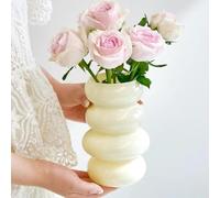 BLOFLO Vaso da fiori idroponico in vetro colorato, 17,8 cm, colore giallo latte, geometrico vaso in vetro per arredamento moderno per la casa e l'ufficio