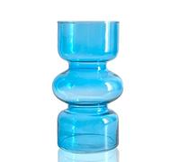 BLOFLO Vaso idroponico in vetro trasparente blu, vaso in vetro colorato da 17,8 cm, vaso moderno geometrico a tre strati, per casa, ufficio, decorazione da tavolo per matrimoni (blu)