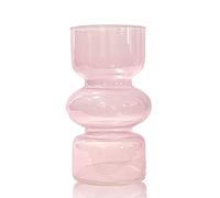 BLOFLO Vaso idroponico in vetro trasparente rosa, vaso colorato per fiori, vaso per fiori a tre strati in vetro per decorazione della casa, vaso geometrico moderno in vetro per casa, ufficio, tavolo