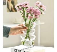 BLOFLO Vaso per fiori idroponico in vetro trasparente, 17,8 cm, geometrico a quattro strati, moderno, con bolle, per casa, ufficio, decorazione da tavolo per matrimoni (trasparente)